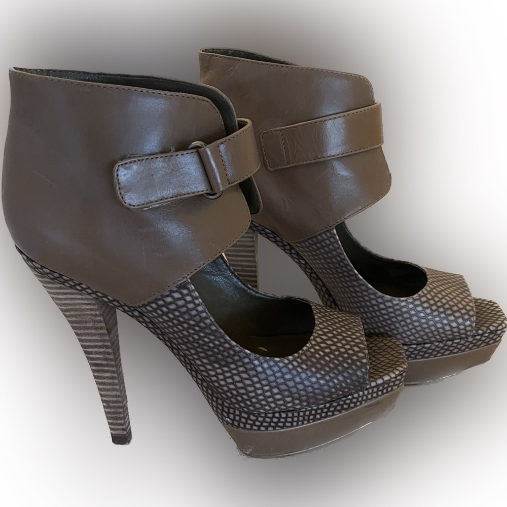 BCBG Stacked Platform Peep Toe Heel with Ankle cuff